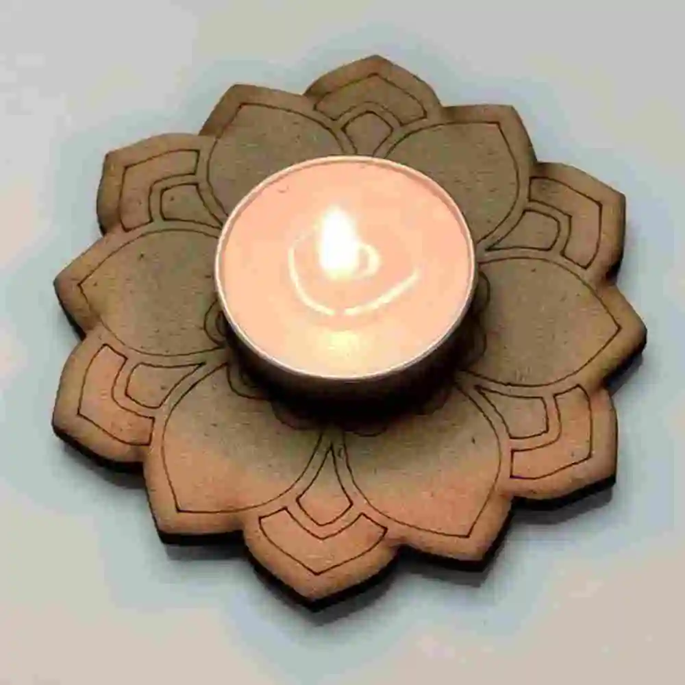 MDF Double Floral Patterned T-Light Holder Gift